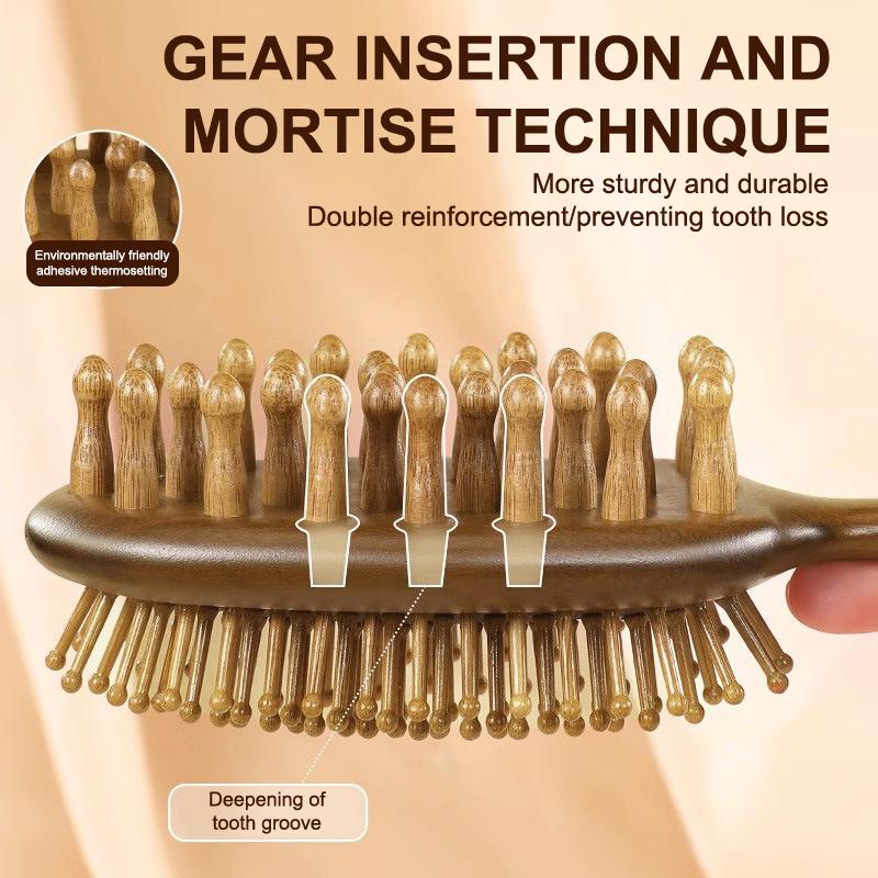 Двусторонняя сандаловая расческа с воздушной подушкой, уход за волосами, для кожи головы, антистатическая, меридианная, для улучшения кровообращения головы, дренажная, массажная расческа