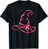 Pink Ribbon Witch Hat Breast Cancer Halloween T-Shirt