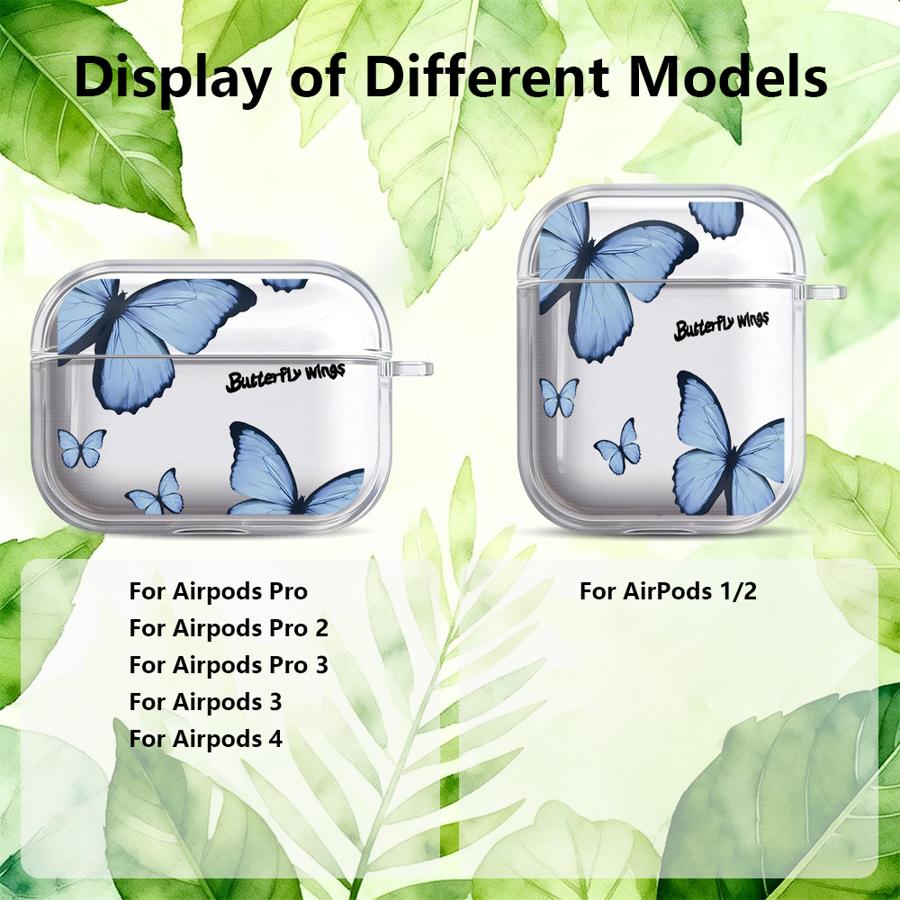 Red Blue Butterfly Case For Airpods 4 Pro 2 3 Pro3 1 Pro2 Clear Earphone Cases Cover