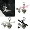 Delicate Heart Bag Pendant Elegant Heart Keyring Stylish Bowknot Pendant Charm Accessory for Bag and Key