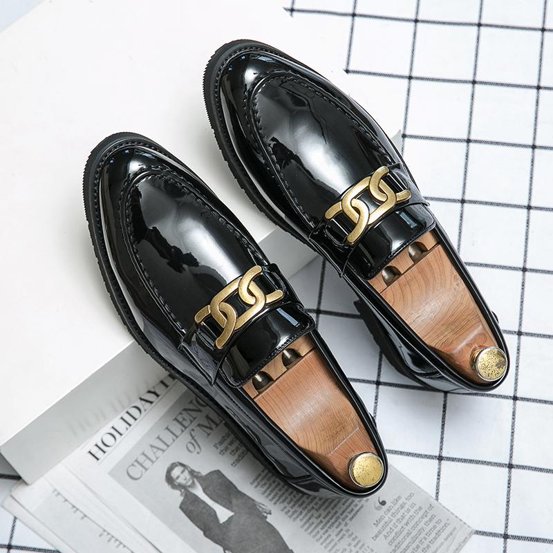 Роскошные вечерние золотистые мокасины Туфли-горох Деловые кожаные туфли Вечерние нарядные лакированные кожаные мокасины Мужские джентльменские роскошные туфли