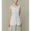 Summer New Product Women's Clothes Commute Style Square Collar Sleeveless Single Breasted White Suspender Mid Length Long Length Vest Jacket