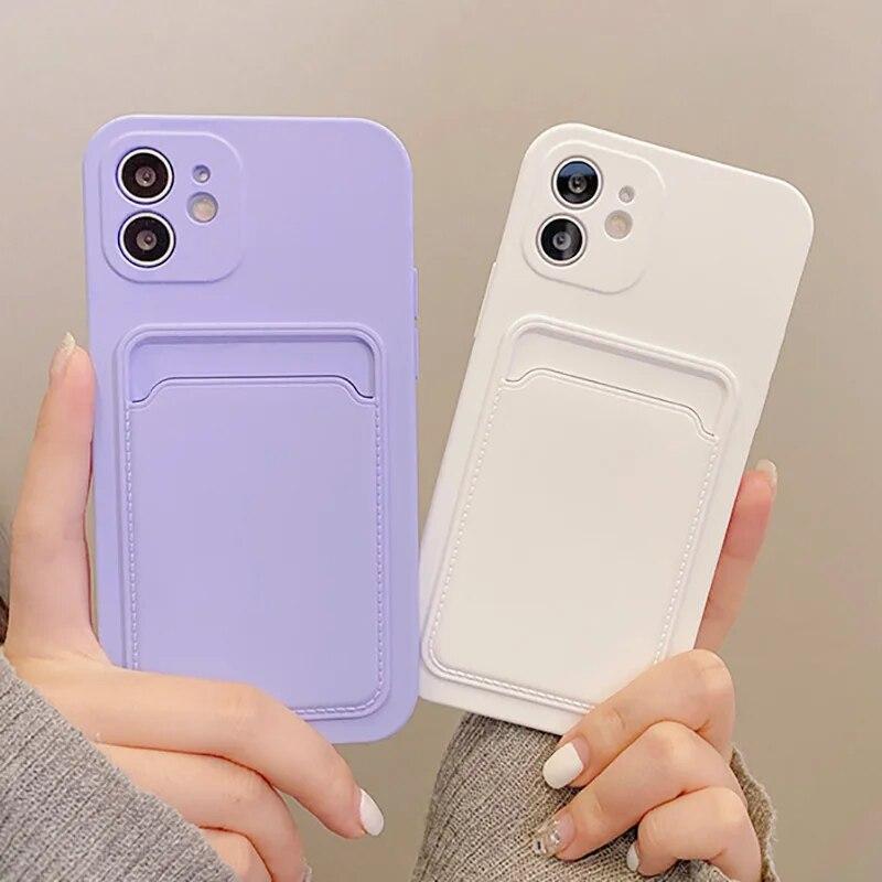 Soft Silicone Phone Case For iPhone 14 Pro Max Case iPhone 11 15 13 12 Pro Max XR XS 14 15 Plus 7 8 SE Wallet Card Holder Cover