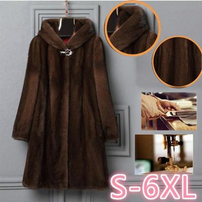Женское пальто, новая шуба на осень и зиму, женское длинное пальто из искусственной норки, замша с капюшоном
