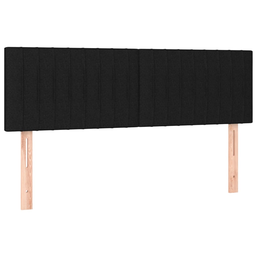 Vidaxl Łóżko Kontynentalne Z Materacem, Czarne, Tkanina, 140X190 Cm