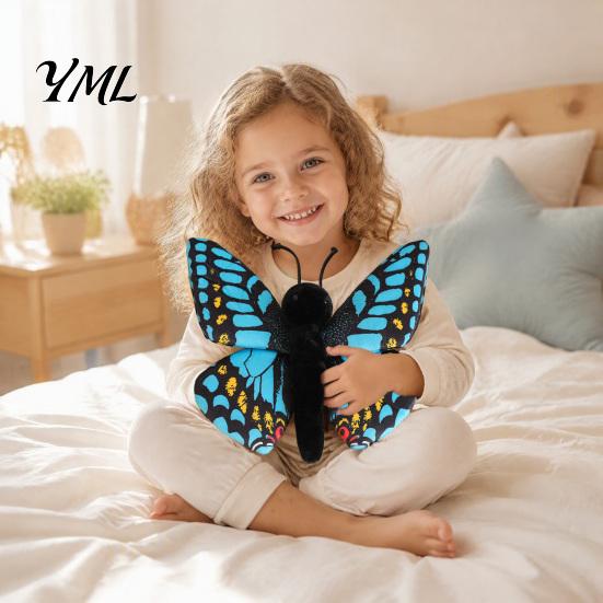 Soft Body Doll Realistic 3D Butterfly Plush Toy, Stuffed Throw Pillow, Home Display Insect Animal Decor, Gift for Kids Girls, Ornament Vivid Design