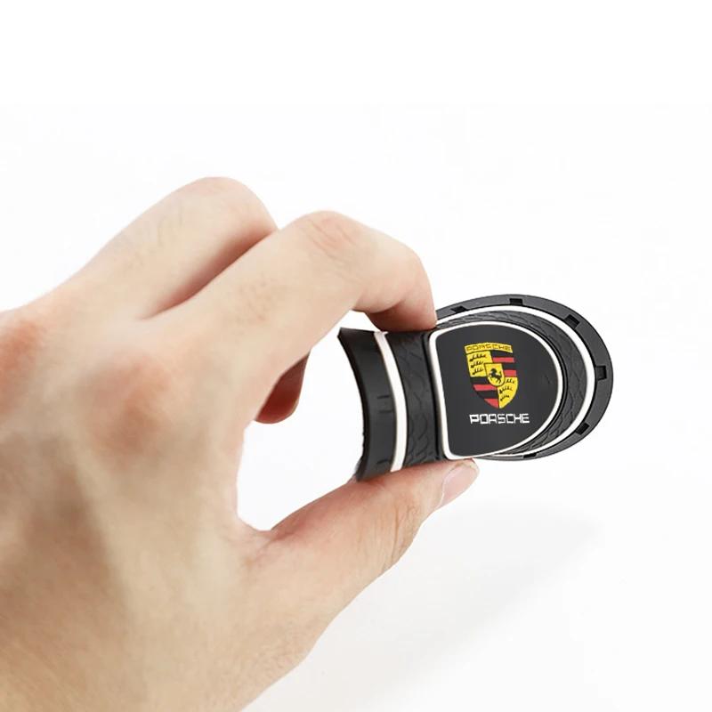 2Pcs Car Anti Slip Coaster Water Cup Accessories For Porsche Cayenne Macan 911 Gt3 918 928 944 968 Boxster Panamera