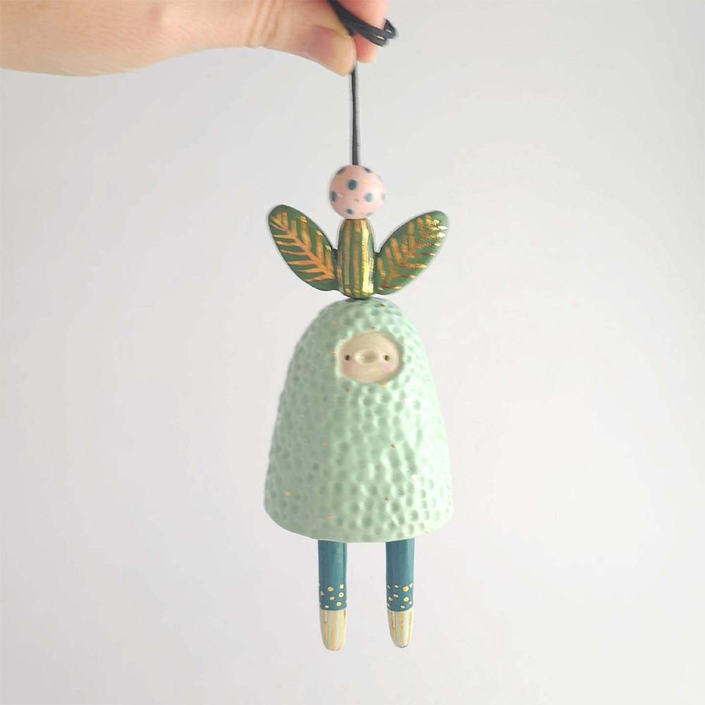 Новая Коллекция Милых Керамических Колокольчиков Мультяшное Ремесло Ручная Работа Музыка Ветра Простой Подвес для Двора Домашнее Украшение