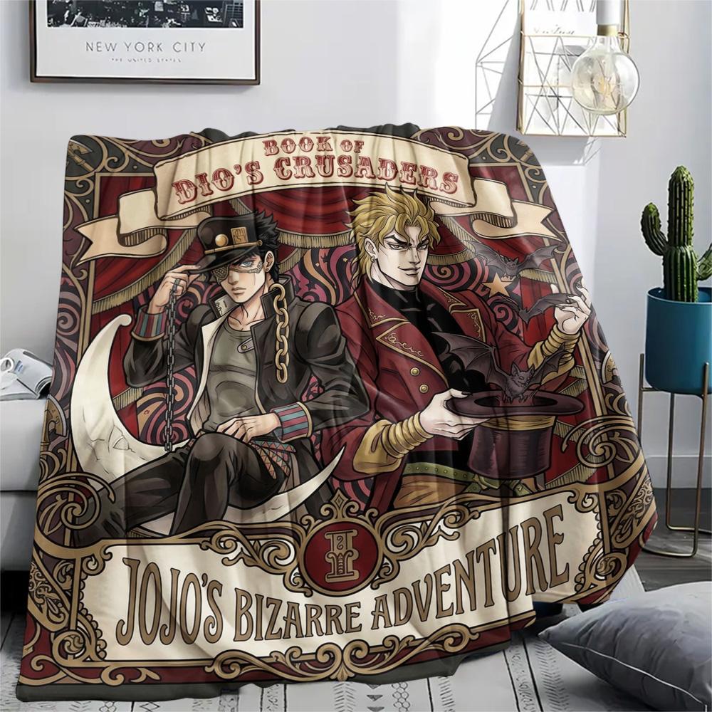 1PC Jojo'S Bizarre Adventure Patterned Flannel Blanket Suitable For All Seasons For Home Decor Warmth And Comfort Gifts Holiday Present
