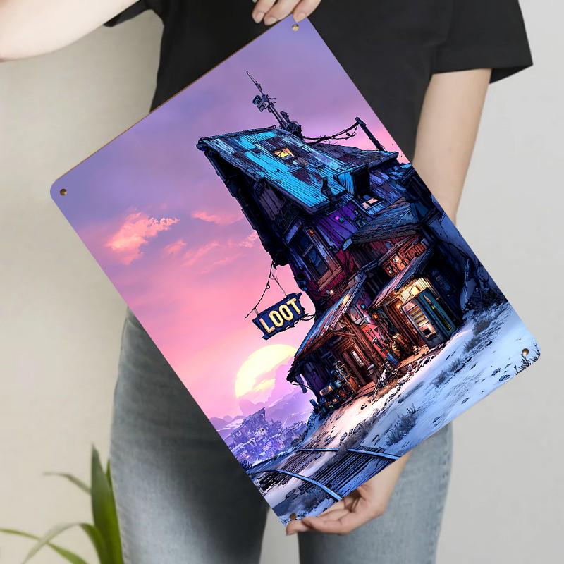 Wasteland Style LOOT Cabin Metal Wall Art Game Theme Vintage Decorative Painting