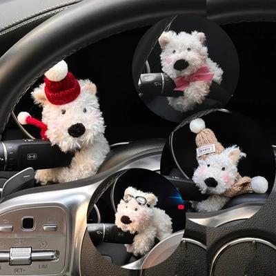 Милая собака автомобиль украшения плюшевый щенок кукла автомобиль дворник переключатель сигнала украшения кавайный собака автомобиль дворник кукла автомобили аксессуары интерьер