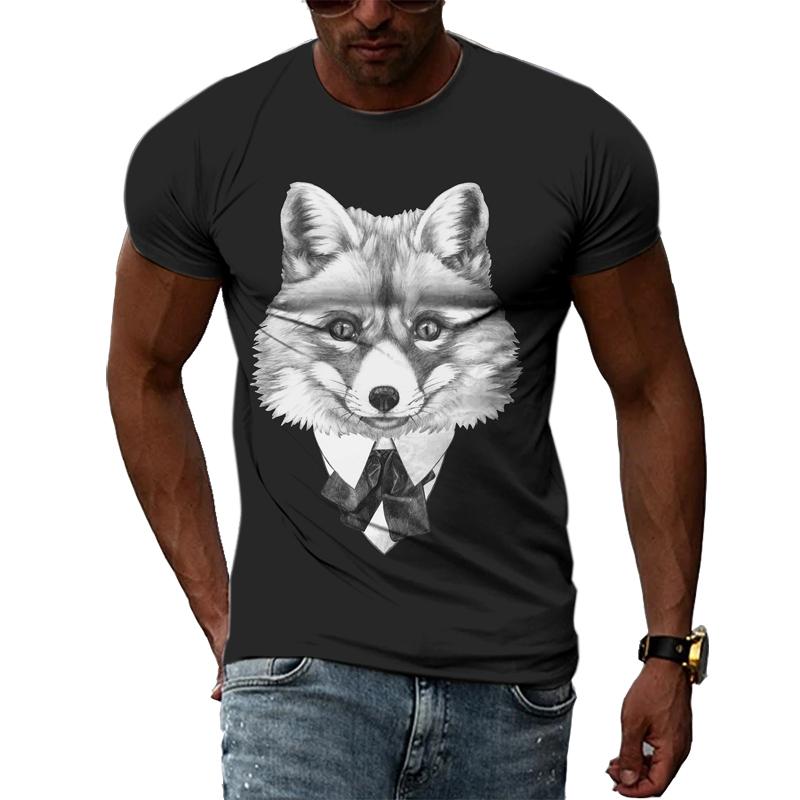 Летние модные мужские футболки с забавным животным и собакой, 3D трендовые индивидуальные повседневные черные футболки с принтом, топ в стиле Харадзюку с круглым вырезом в стиле хип-хоп