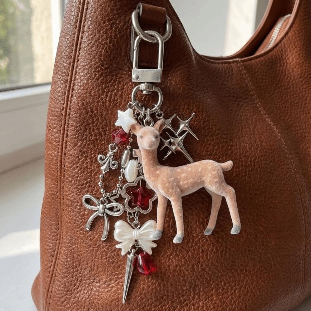 Handmade Deer Keychain Portable Phone Charms Cute Bag Pendant