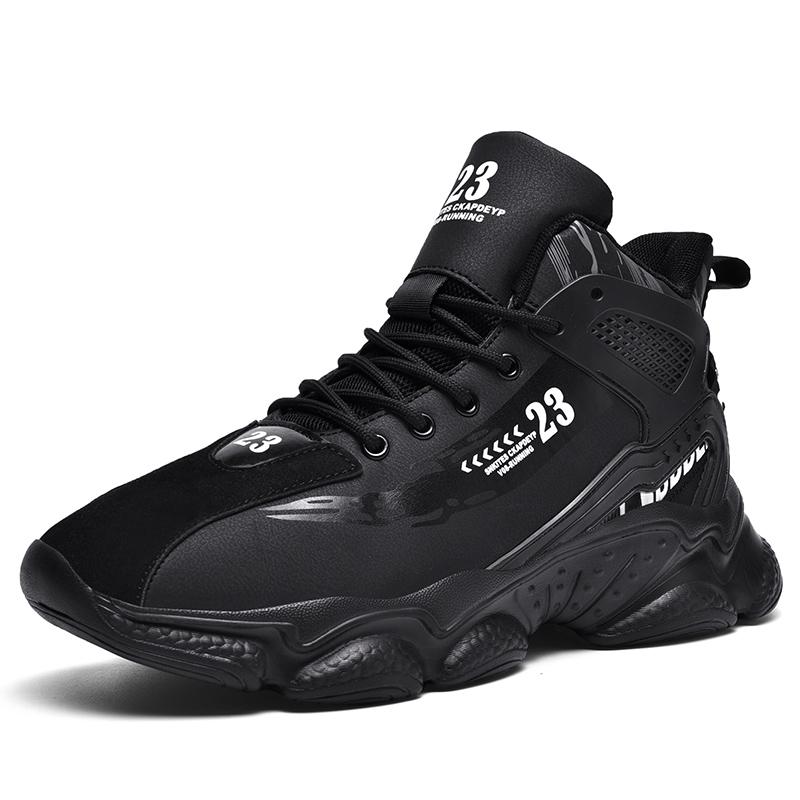 Мода 2024 Весна и Осень высокие кеды на шнуровке повседневные мужские кожаные повседневные кроссовки удобные для ходьбы на плоской подошве мужская обувь