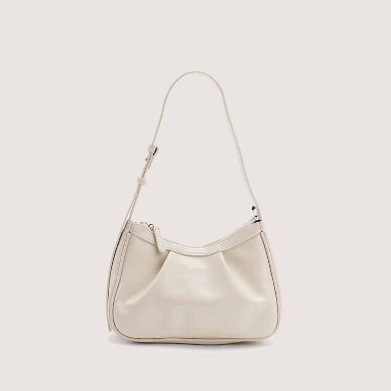 Нежный стиль Простая однотонная сумка подмышку Корейская Высококлассная Свежая Сумка-облако на одно плечо Универсальная плиссированная сумка для женщин