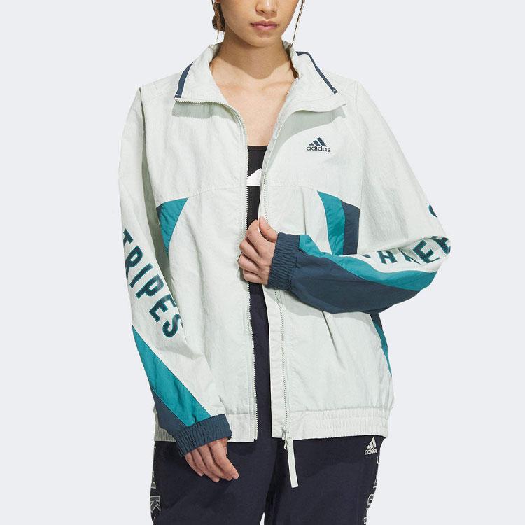 adidas Свободная куртка с длинным рукавом и буквенным принтом, унисекс, зеленая куртка IS5148