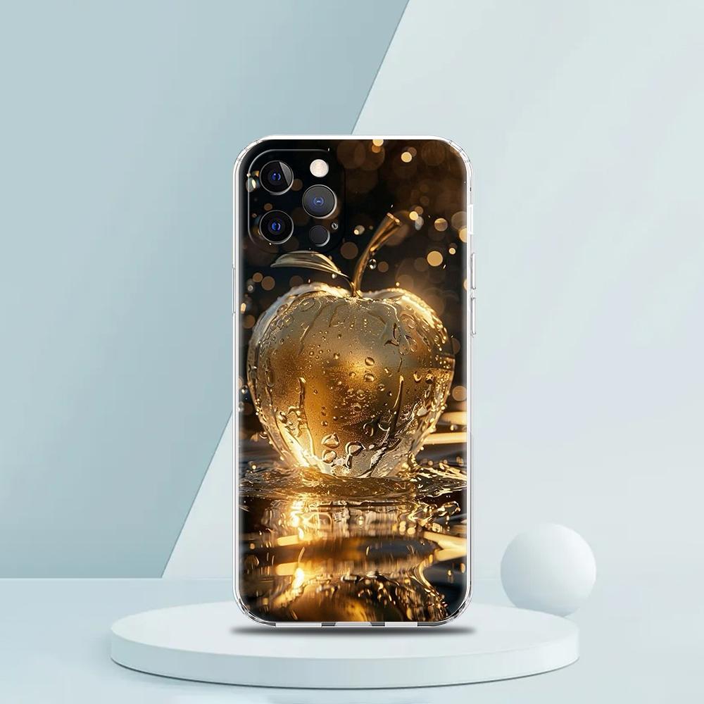 Мягкий прозрачный чехол-бампер из ТПУ для iPhone 16 15 14 13 12 11 Pro Max XR 8 7 Plus XR Оболочка Счастливый Черный с рисунком Яблока Capas
