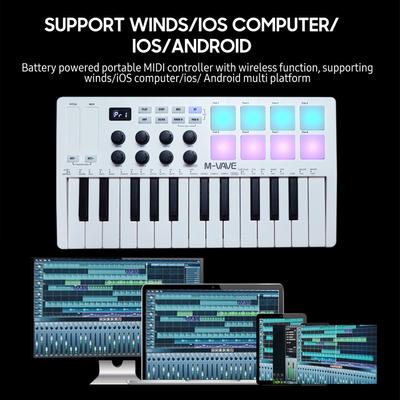 M-VAVE 25-клавишная MIDI-клавиатура Мини-портативная USB-клавиатура MIDI-контроллер с 25 скоростями