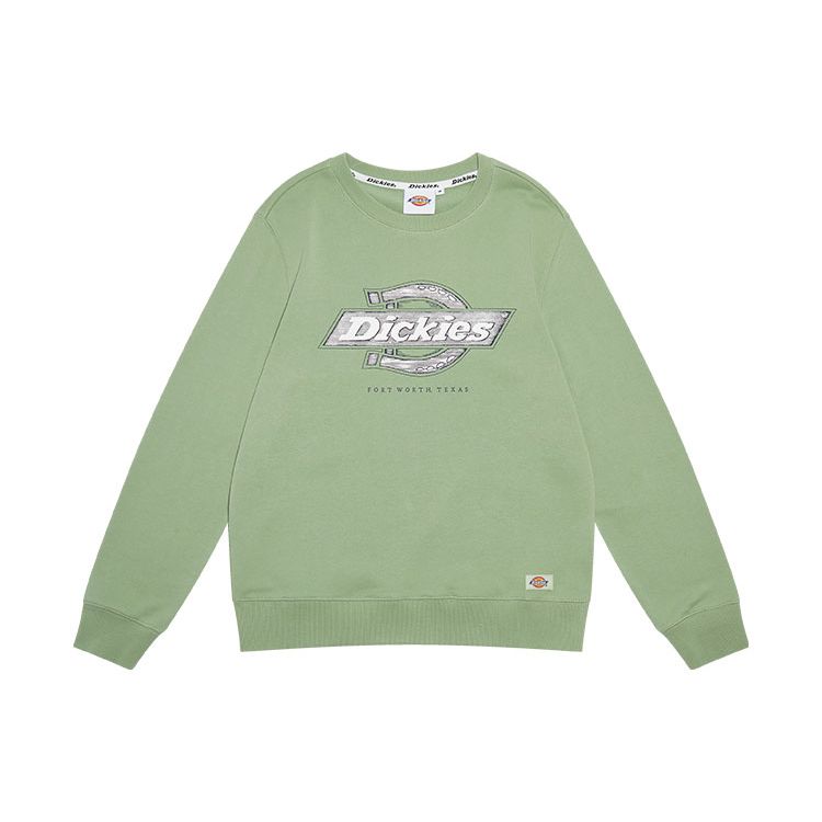 Dickies Свитшот с принтом большого логотипа, круглый вырез, женский свитшот, цвет Базилик-Зеленый DK009504B98