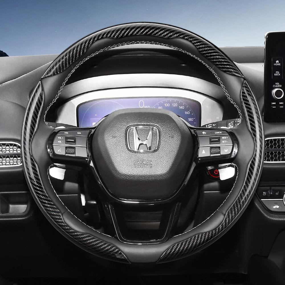 Suitable for Honda Carbon Fiber Texture Steering Wheel Cover with Segmented Quick-Release Design, Durable, Cr-V Civic Hr-V Zr-V Vezel City Amaze OW6