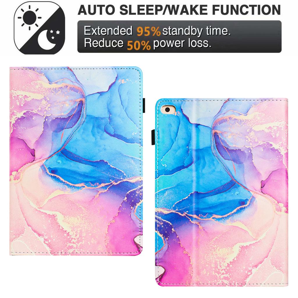 For iPad mini/mini 2/mini 3/mini 4/mini (2019) 7.9 inch Case Marble Leather Cover with Pencil Holder, Auto Wake/Sleep