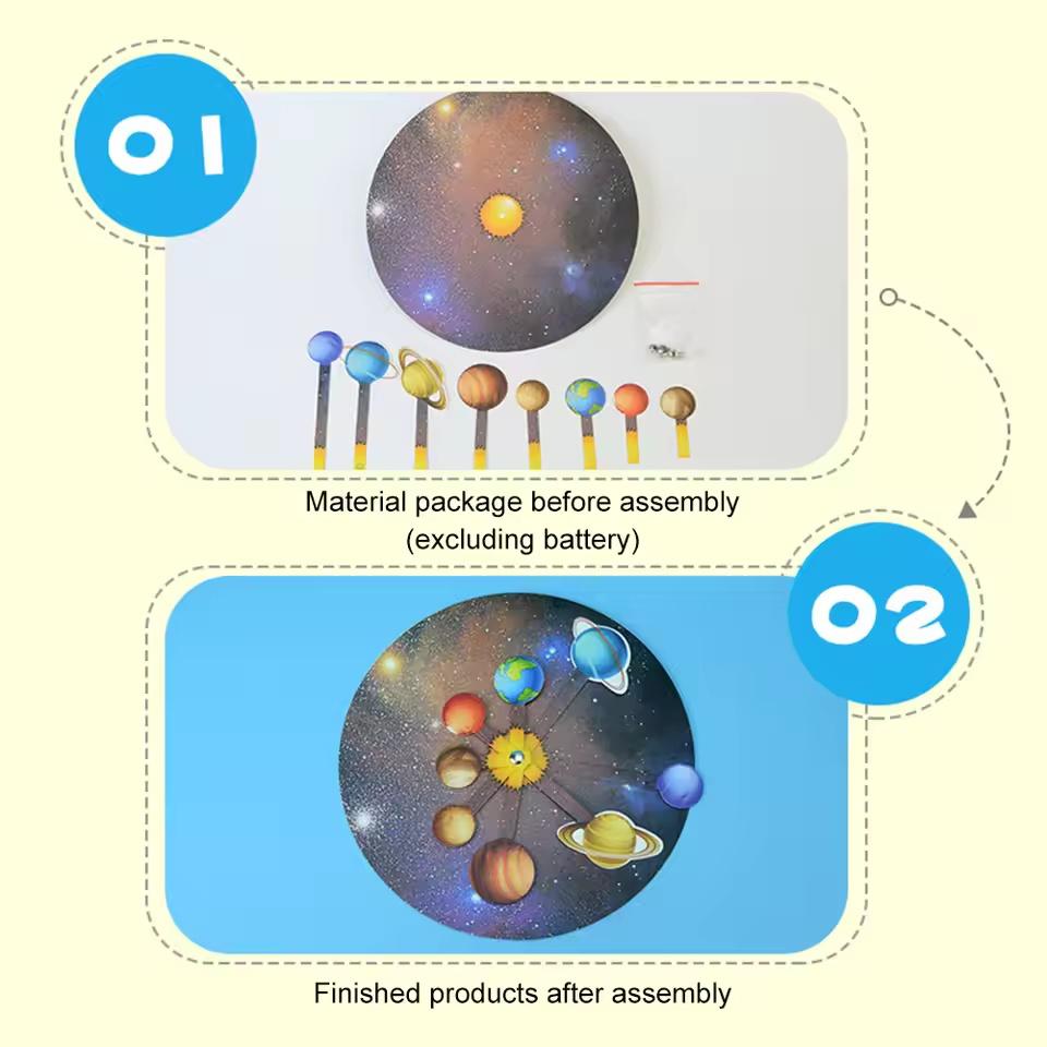 Набор «Сделай сам: Модель Солнечной системы» - Научный эксперимент, Игрушка для детей, STEM-образование, Технологическая головоломка, Игрушка для изучения планет для детей