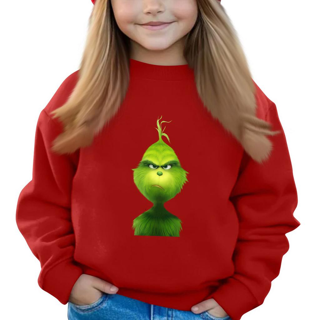 Рождественские пуловеры с круглым вырезом для девочек, детские топы с принтом