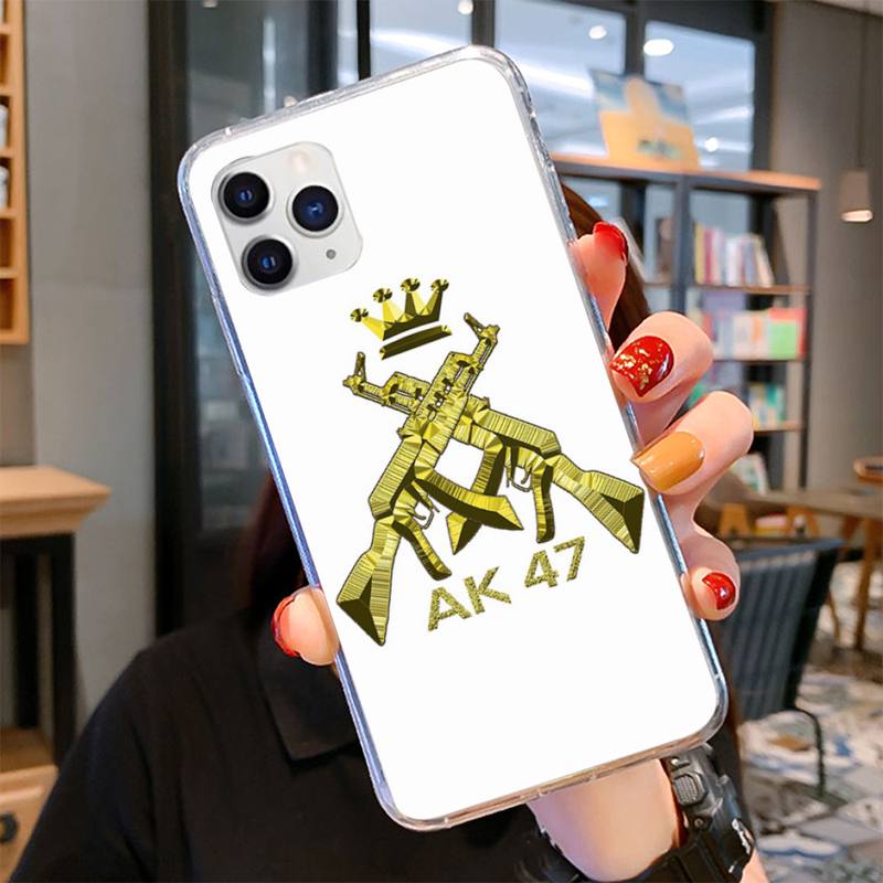 Чехол для телефона AK47 с пистолетом и пулями для iPhone 11 12 13 Mini Pro Max 8 7 6 6S Plus X 5 SE 2020 XR XS