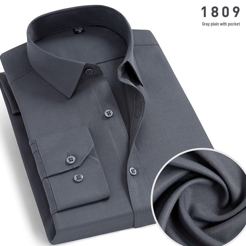 Мужская рубашка с длинным рукавом, не требующая глажки, в синюю полоску, 2025: Деловая одежда весна-осень