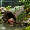 Lizard Habitat Decoration Reptile Hideout Cave, Tree Trunk Gecko Realistic Arched Natural Bark Texture Hide Hideaway for Spiders Tortoises Tank