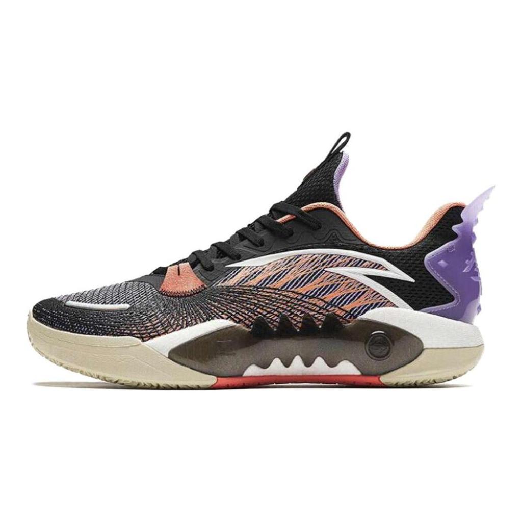 Anta Shock Wave 5 Team Cushioning Abrasion Resistant Low top Basketball Shoes Men's Black Purple 112411606-1