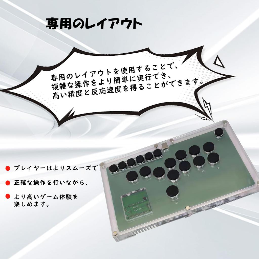 Kurflo Ultra Thin All Buttons All Buttons Leverless Game Controller Style Arcade Joystick Fight Stick Game Controller Thin PC-DIY (Ультра 19)