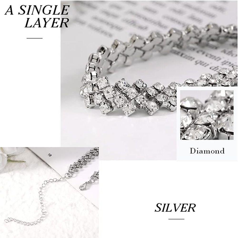 Полный горный хрусталь блестящее ожерелье Роскошная хрустальная цепочка Ювелирный блестящий воротник для выпускного вечера для новобрачных