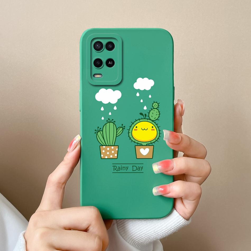 Чехол для Oppo A54 A54S Конфетный Цветочный Рисунок Мягкий Обновленный Жидкий Силикон Полная Защита Задняя Крышка Funda
