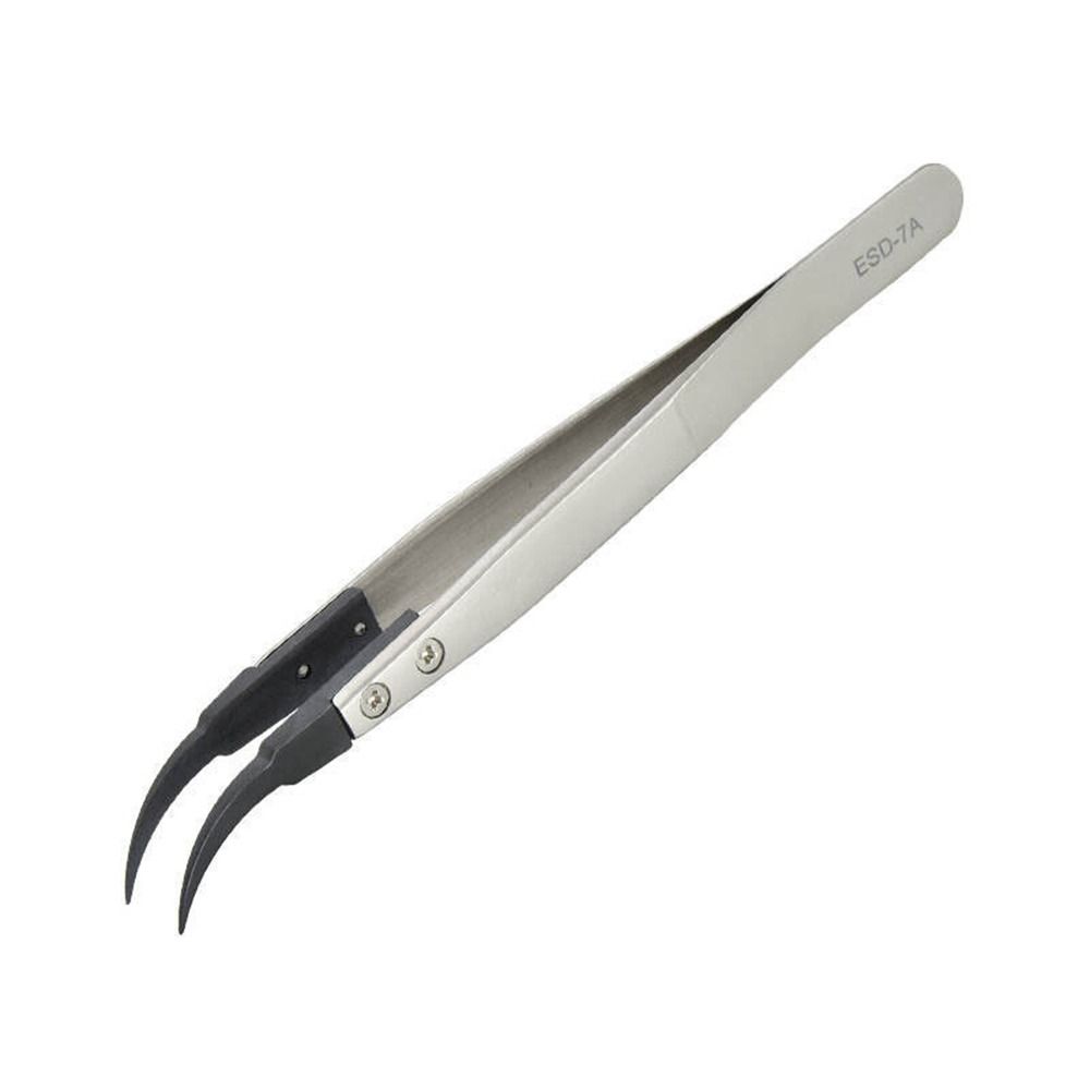 Full Hand Tool Parts Conductive Stainless Steel Replaceable Tips Carbon Fiber ESD Tweezers