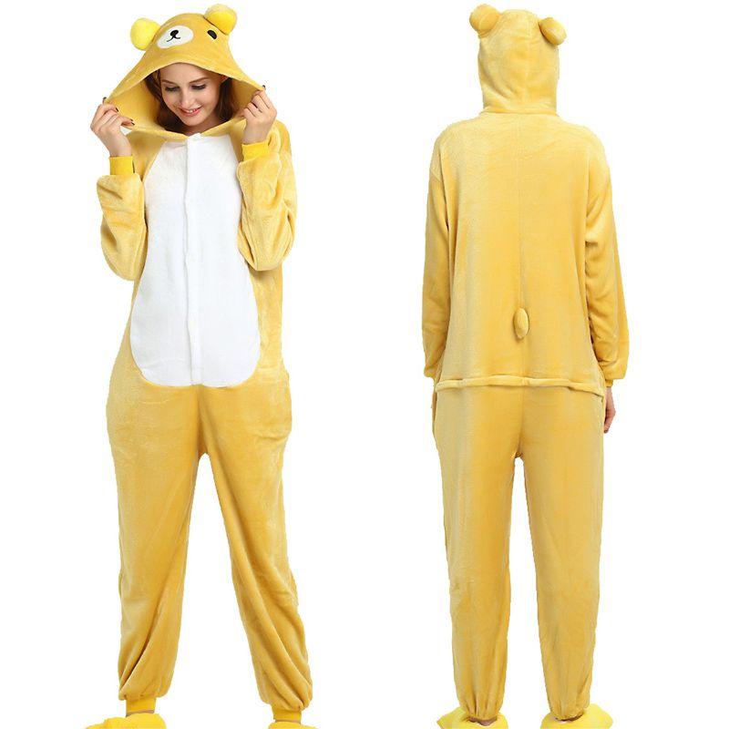 Уютная унисекс взрослая фланелевая пижама-костюм животного с боковыми карманами