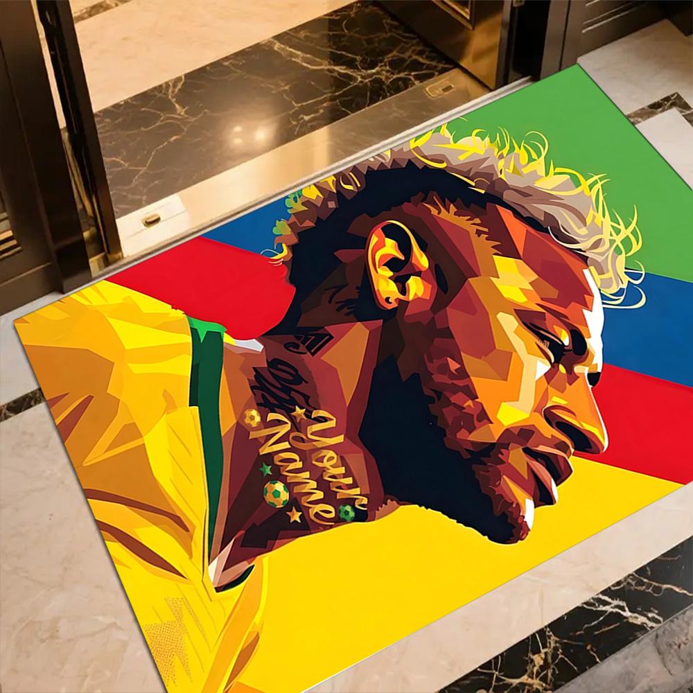 Parisian Neymar Celebration Moment Personalized Text Floor Mat Design for Dormitory Bedrooms Playrooms Entryway Antislip Carpet Anime Office Decor