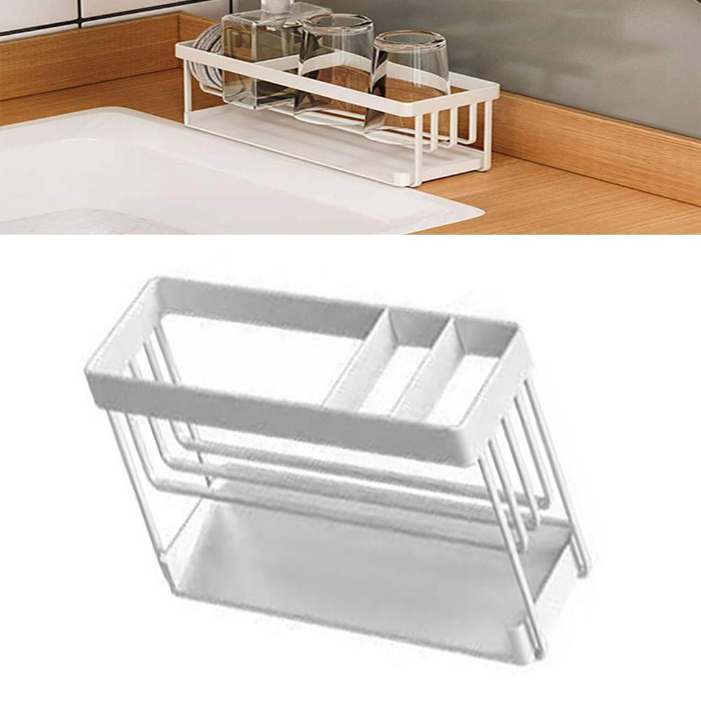 Органайзер для кухонной раковины Многофункциональная настольная подставка для слива губок Полка для раковины на подоконник Боковая полка для раковины с поддоном для капель для