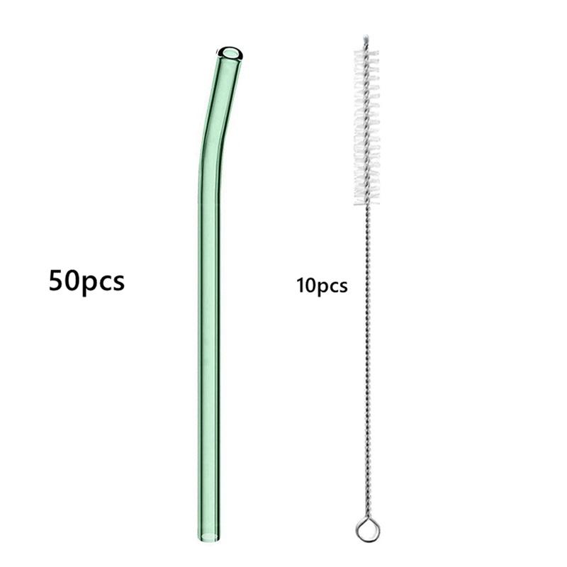 50 шт. разноцветных многоразовых стеклянных трубочек длиной 20 см. Экологичные трубочки для смузи, трубочки для коктейлей, принадлежности для напитков, барная посуда