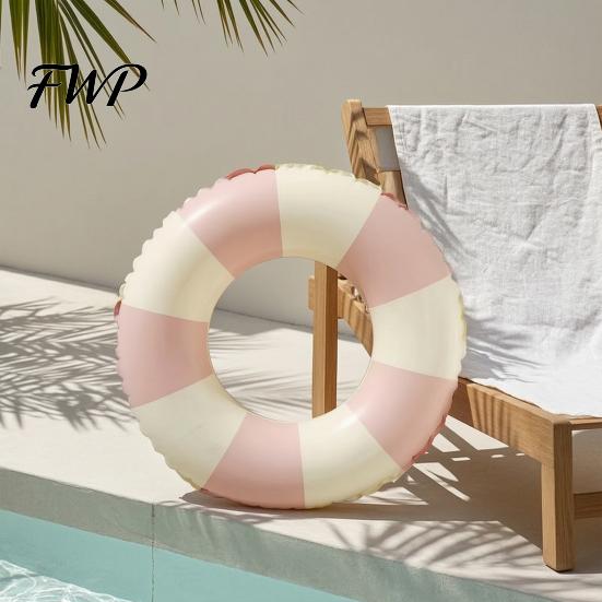 Men Swim Ring Vintage Striped Swimming PVC Thickened Inflatable Leakproof Women Pool Rings Float Tube for Beach Party