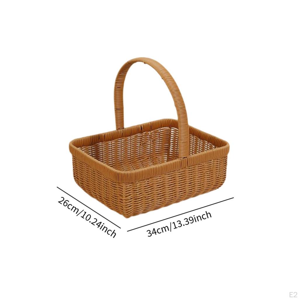 Imitation Rattan Picnic Basket Vegetable Fruit Picking Flower for Candy