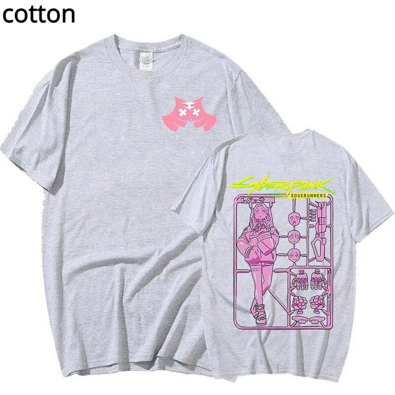 Футболка японского аниме Cyberpunk Edgerunners Rebecca Unisexga, футболка с короткими рукавами и рисунком, футболка большого размера, винтажные футболки, уличная одежда