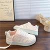 Pink Platform White Shoes Women's 2025 Autumn New Chic Niche Design Casual Breathable Student Sports Shoes