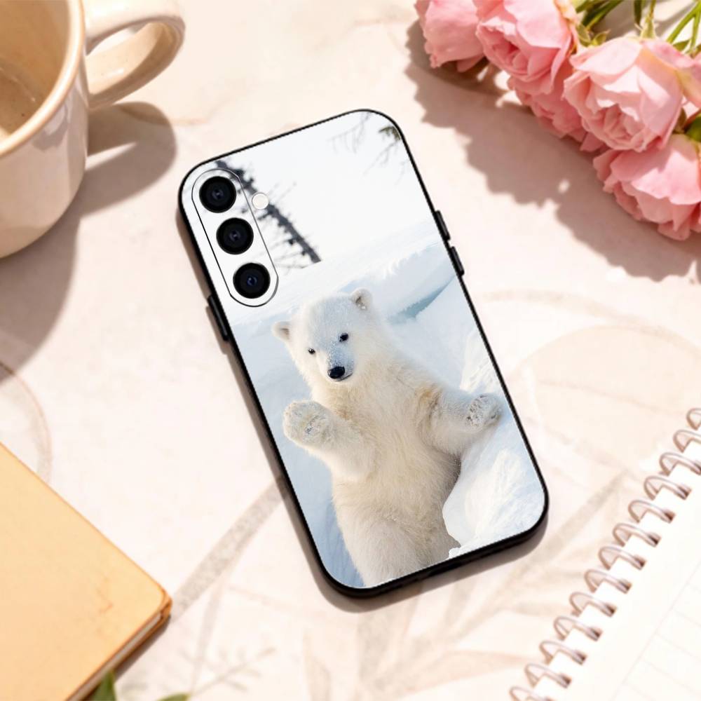 Chonky P-Polar bear phone Case For Samsung Galaxy A73,A72,A71,A70,A53,A52,A51,Others Soft Black Shell