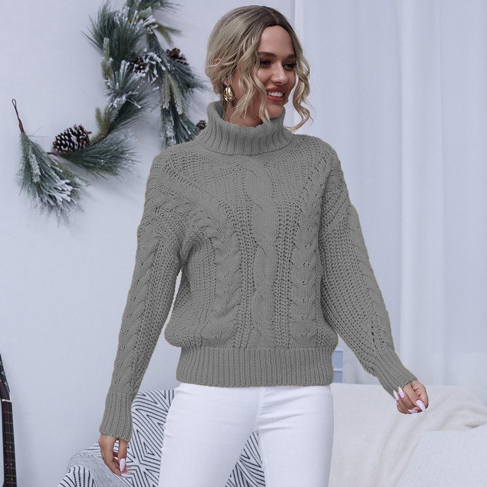 Casual Solid Knit Sweater Ladies V Neck Crew Neck Warm Daily Long Sleeve Blouse