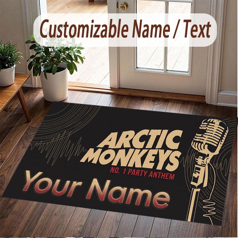 Custom Name Crystal Velvet Rug,Arctic Monkeys Comfortable Anti Slip Floor Mat For Room Decoration