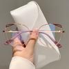 High Quality Cat Eye Hollow Metal Eyeglass Frame Fashion Simple Anti Blue Light Glasses for Women Computer Goggles Flat Lens
