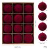 Luxurious 8cm Embossed Flocked Irregular Christmas Ball Set (12-Piece) - Elegant Pendant Decorations in Gift Box