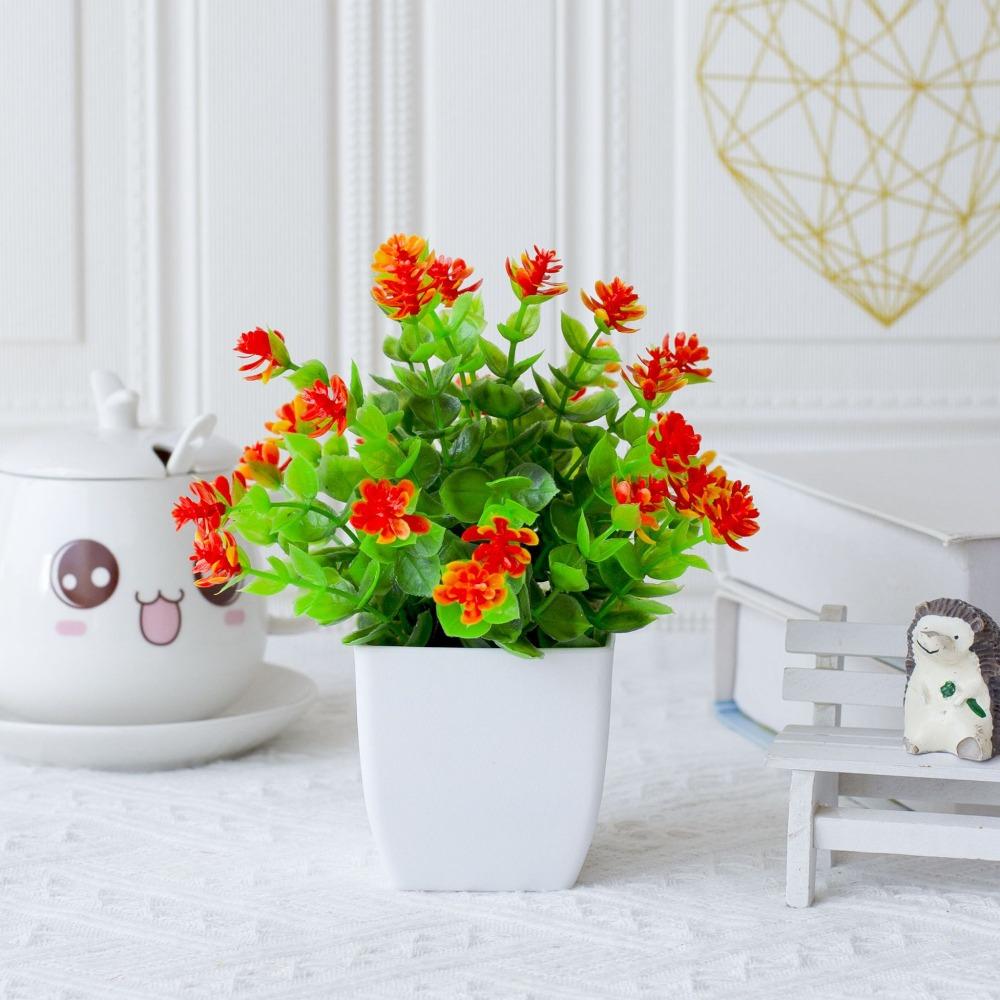 White Artificial Potted Flowers Plastic Fake Flower Bonsai Indoor Decoration