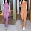 Summer Fashion European American Style Elegant Wide Leg Pants Two Piece Suit